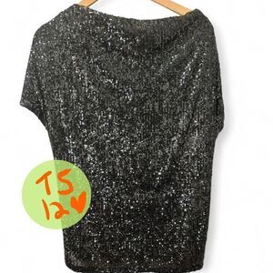 Cable and Guage Sequin off the Shoulder / Slouchy Top Size Medium